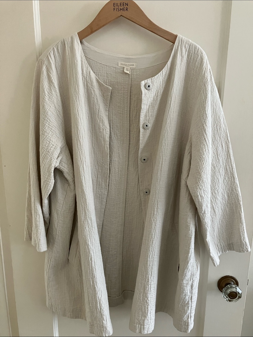 Eileen FisherTextured Cream long Jacket size 1X